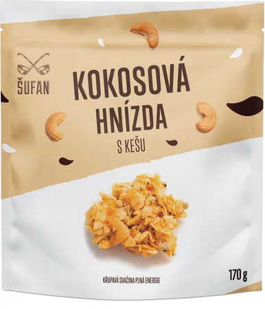 Kokosová hnízda s kešu 170g Šufan